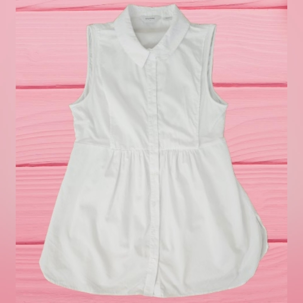 Seraphine Maternity Nursing Top White Sleeveless Button Front Blouse Size M